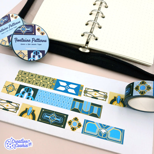 CLEARANCE SALE Genshin Fontaine Patterns Washi Tape | Deco Bujo Planner | Creative Cookie