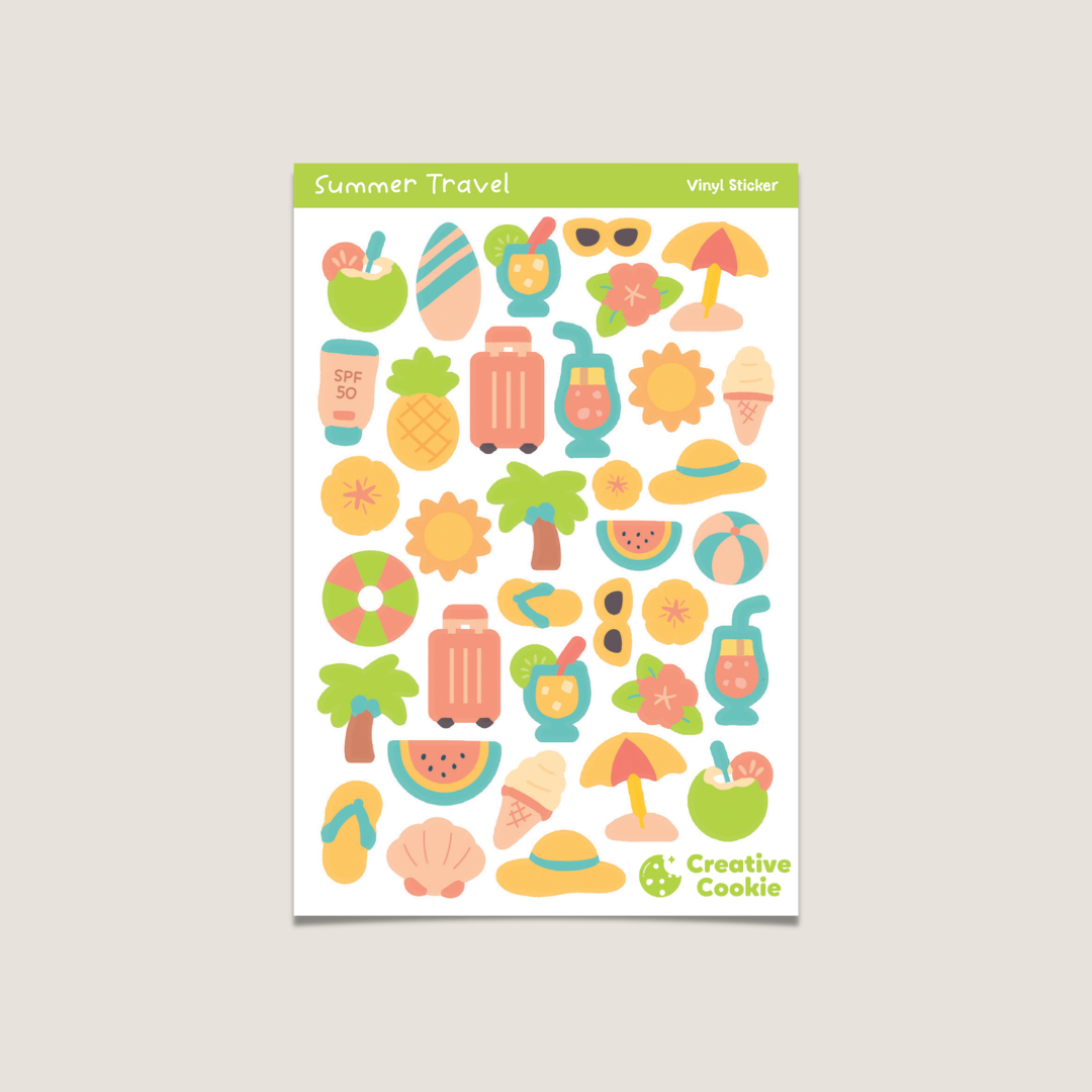 Summer Travel Vinyl Sticker Sheet