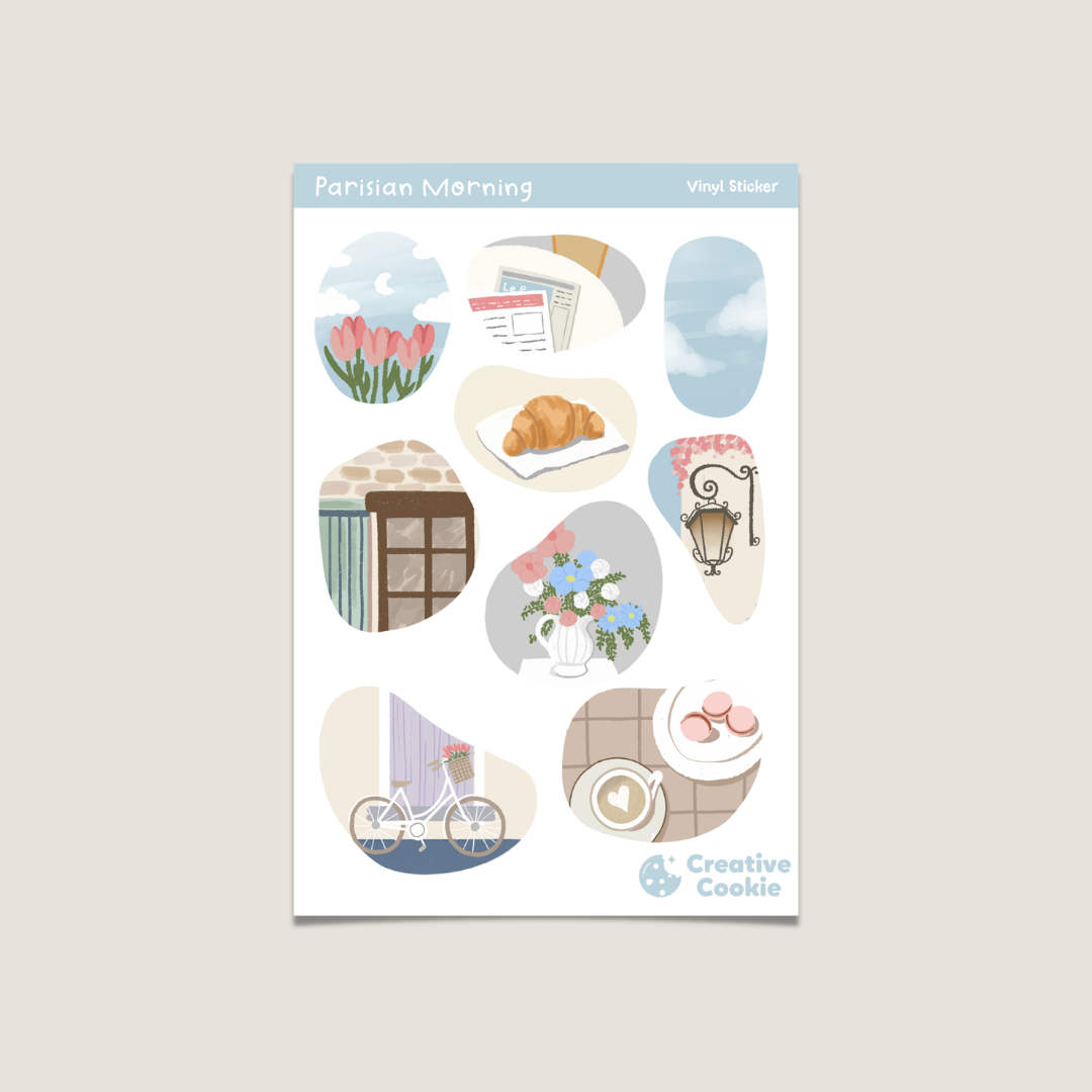 Parisian Mornings Vinyl Sticker Sheet