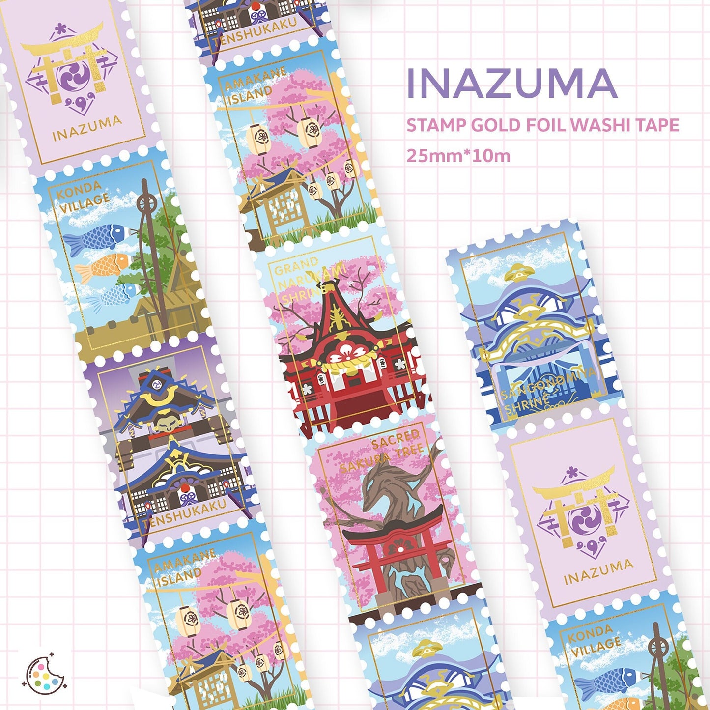 Genshin Impact Inazuma Stamp Gold Foil Washi Tape