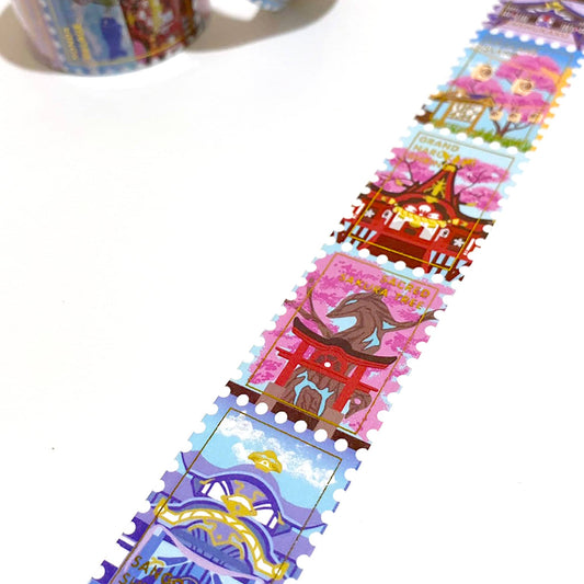 CLEARANCE SALE Genshin Impact Inazuma Stamp Gold Foil Washi Tape | Journal Deco Bujo Planner | Creative Cookie