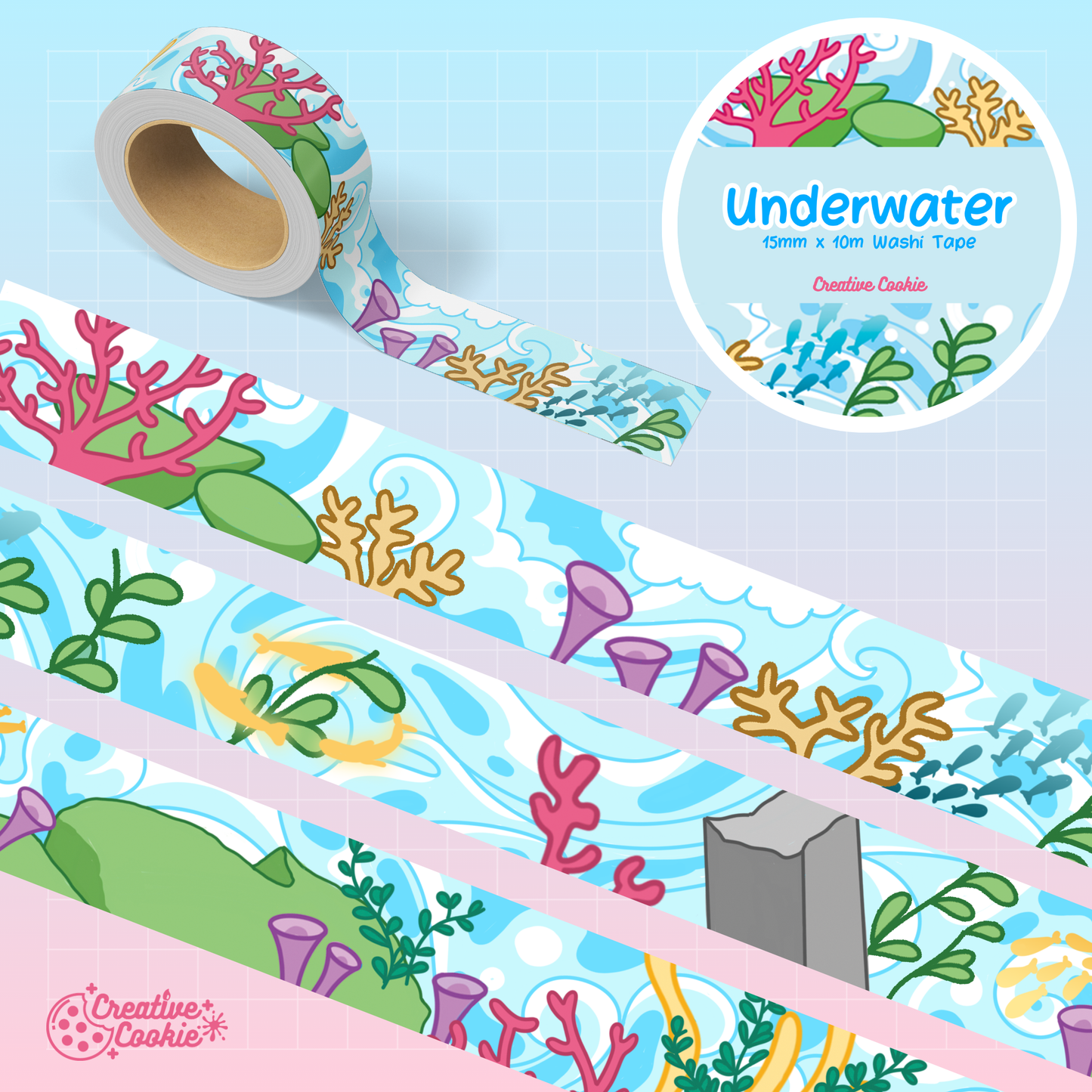 Genshin Fontaine Underwater Washi Tape