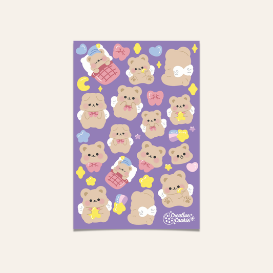 Sleepy Bear Laminated Sticker Sheet