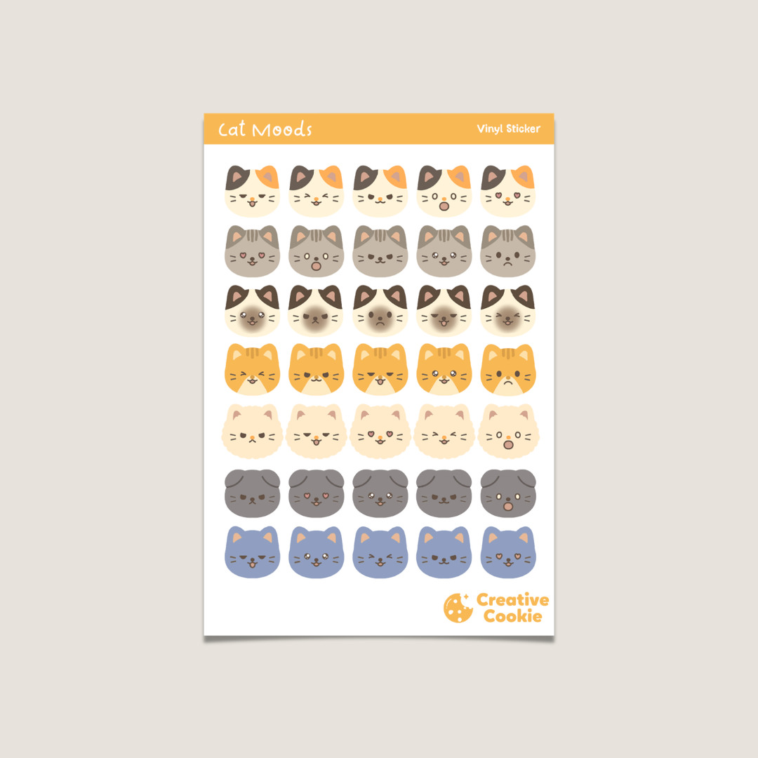 Cat Moods Vinyl Sticker Sheet