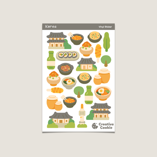 Korea Travel Vinyl Sticker Sheet