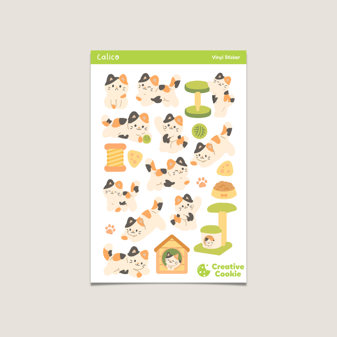 Calico Cat Vinyl Sticker Sheet