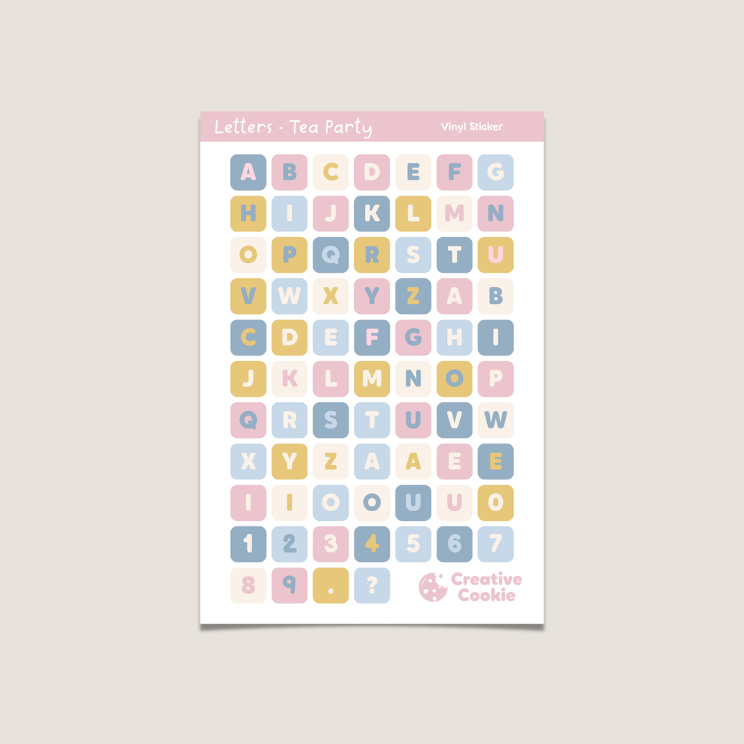 Letters Vinyl Sticker Sheet