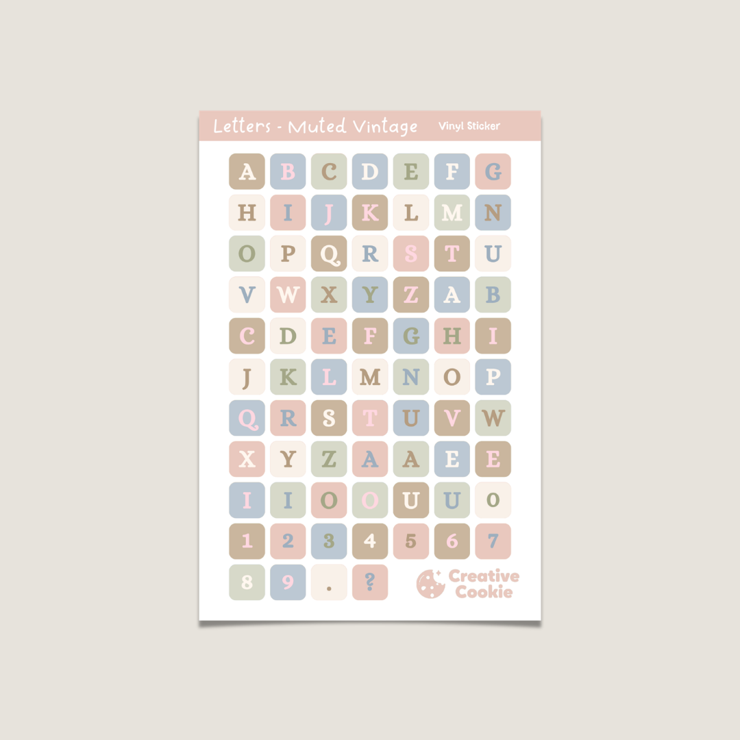 Letters Vinyl Sticker Sheet