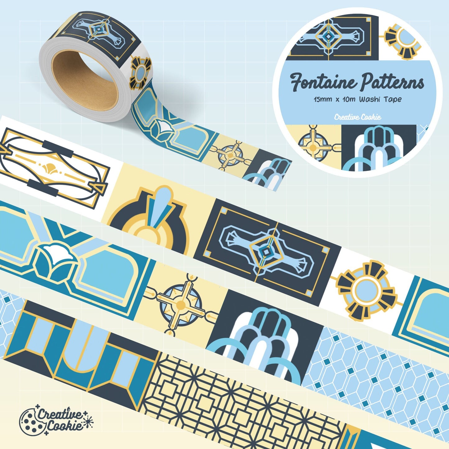 Genshin Fontaine Patterns Washi Tape