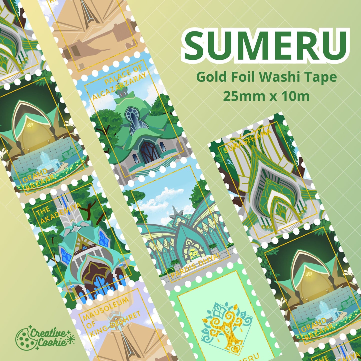 Genshin Impact Sumeru Stamp Gold Foil Washi Tape